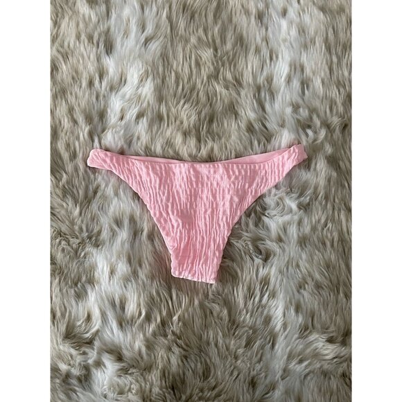 Cotton Candy PINK Ribbed Cheeky Bikini Bottom Size Medium NWOT - Picture 2 of 2